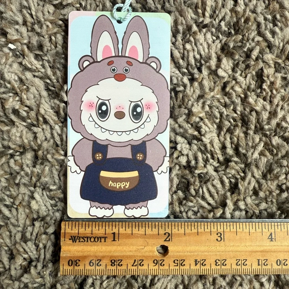 Labubu Bookmark, Brown Labubu With Blue Clothes
